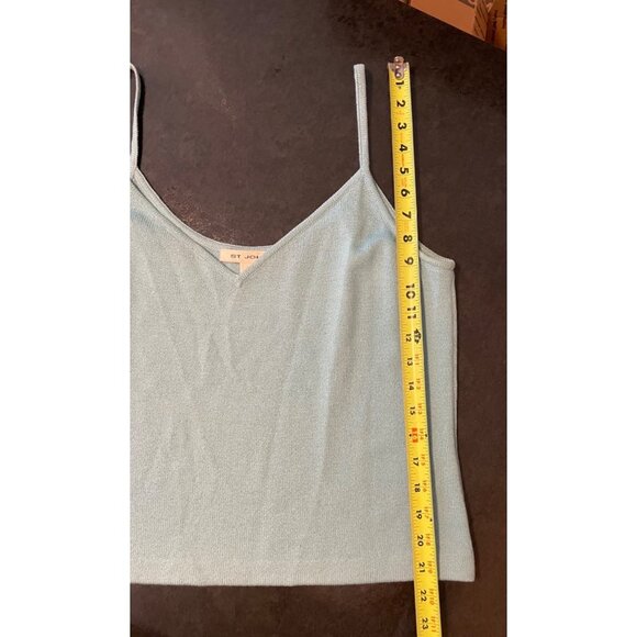 St. John Blue Knit V Neck Camisole Top Sz L - Picture 8 of 9